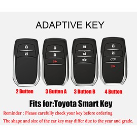 HIBEYO 2 Button Key Fob Cover for Toyota Corolla RAV4 Camry GX FJ150 Prius Yaris Land Cruiser Highlander LX RX NX Hilux Previa Aygo Prado Levin Accessories with Keychain-2 Button Black