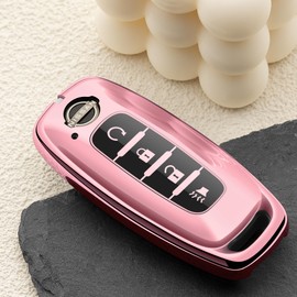 ZSPDACC Car Fob Cover for Nissan Kicks Sentra Pathfinder Rogue Versa Armada Ariya Key Protector Key Case 4 Buttons Pink Accessories 2023 2024 2025