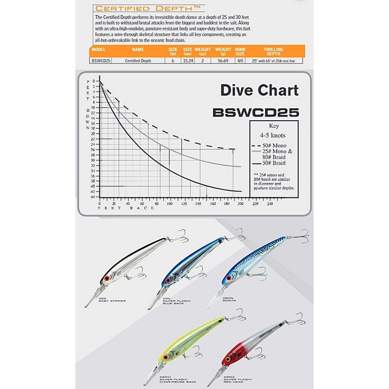 Bomber Lures BSWCD25XSI04 Salt Water Certified Depth Lures, Silver Flash/Red