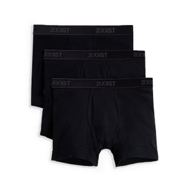 2(X)IST Men's Essential Cotton Boxer Brief 3-Pack Solid Black