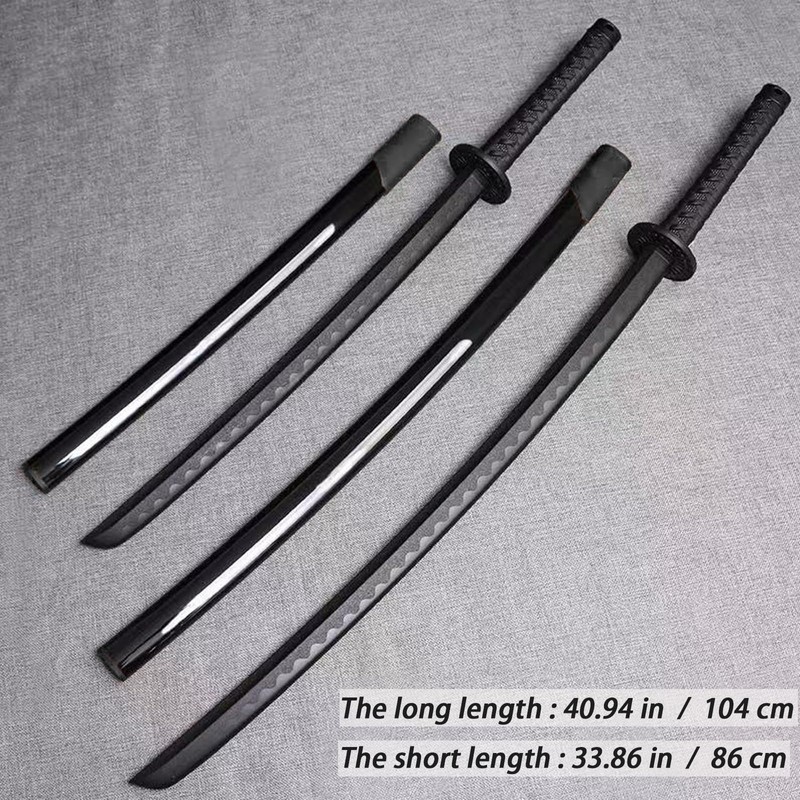 2PCS Polypropylene Plastic Training Martial Sword，Black Practice Katana Sword with