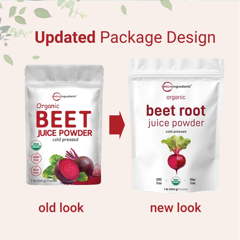 Micro Ingredients Organic Beet Root Powder, 1 Pound, Cold Pressed