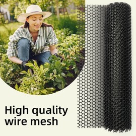 Black Plastic Wire Mesh Fence - 15.7IN x 10FT Roll Chicken Wire Mesh Ideal for Poultry, Dogs Cats Snake Fence, Garden Plants Fruits Vegetables Barrier, Balcony Protection & Window Isolation Net