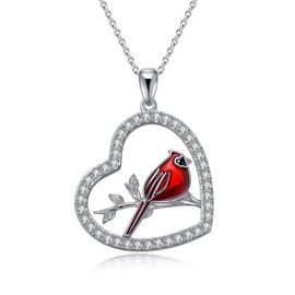 ZPMMPZ Cardinal Necklace Sterling Silver Red Bird Pendant Cardinals Jewelry Birthday Gifts for Women