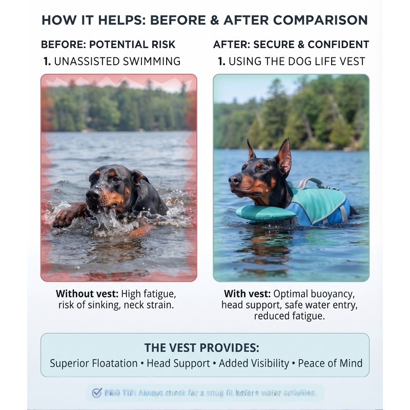 Adjustable Dog Life Jacket with Head Support & Rescue Handle