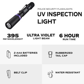 Police Security | UV Inspection Light Flashlight | Ultra Slim | UV Detection Penlight