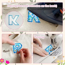 mancyz Floral Embroidered Iron-on Letters, A-Z Alphabet Patches Flower Embroidery Varsity Alphabet Decorate Repair Patches with Ironed Adhesive for Fabric Clothing DIY Crafts Jacket Hat Jeans