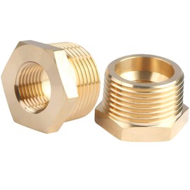 2pcs 1" NPT Male x 1/2" NPT Female Brass Reducer Hex Bushing Threaded Fitting Adapter by CX WONDERLAND