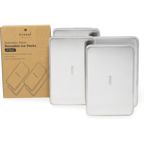 ecozoi Stainless Steel Ice Packs Set of 4 – Slim,