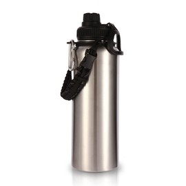 Volhoply 40 oz Insulated Water Bottles Paracord Handle, Stainless Steel Bottle with Spout Lid, Double Walled Metal Travel Water Cups with Wide Mouth, Reusable Water jug for Adults (Silver,1 Set)