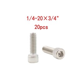 BEIRUDG 1/4-20×3/4" Socket Head Cap Screws 304 Stainless Steel Machine Screws Bolts Fully Machine Thread Hex Socket Drive, Pack of 20