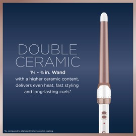 Conair Double Ceramic 1 1/4-inch to 3/4-inch Curling Wand, Tapered wand produces beachy waves