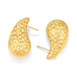 Mesurely 14K Gold Plated Teardrop Earrings | Lightweight Chunky Hoop Earrings Gifts for Women | Hypoallergenic | Designer Dupe Earrings (31mm), 14k Gold Plated, No Gemstone