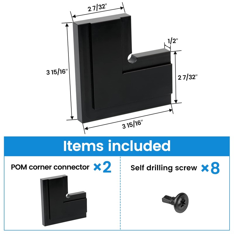 Muzata HL12 LED Handrail Accessories - 2Pack 90°Corner Connector High