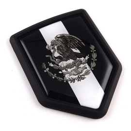 Mexico Black Mexican Flag Black Shield Car Bike Decal Crest Emblem 3D Sticker