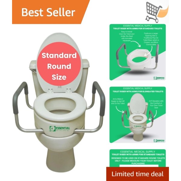 Unbranded Raised Toilet Seat Riser Aluminum Arms Support for Standard