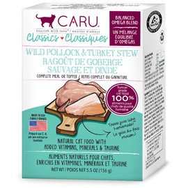 Caru - Classics Wild Pollock & Turkey Stew - for Cats - Supports Overall Pet Health - Wet Cat Food/Meal Topper - Human Grade Ingredients - Non-GMO - Made in USA - 5.5 oz - Case of 12