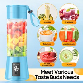 Portable Personal Size Mini Blender - 2025 Upgraded Cordless Blender for Smoothies & Shakes, Type-C Rechargeable, 380Ml Traveling BAP Free Juicer Cup for Sports/Travel/Home