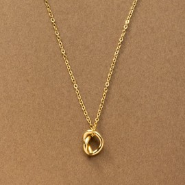 Cream Dot Necklace, Women's, Popular, Hypoallergenic, Stainless Steel, Surgical Stainless Steel, Short Chain, Knotted