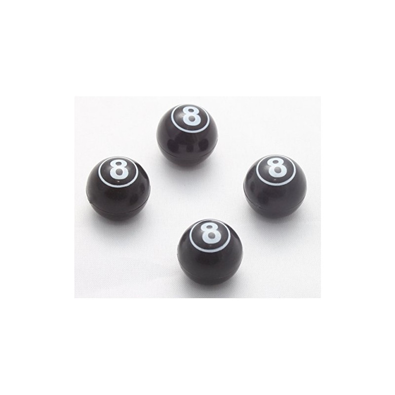 4 x Valve Caps Ball 8 Billiard Black White Black