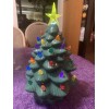 Ceramic Christmas Tree Large Green Tabletop Tree Multicolored Lights 11"