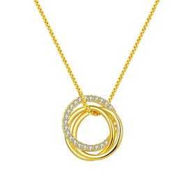 ZOYA JEWELRY DESIGN Elegant 18K Gold Plated 925 Sterling Silver Women's Chain Necklace, cute and trendy sterling silver chain with Cubic zirconia stone gift for her,(SSN175-G)