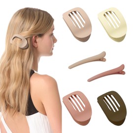 Duckbill Hair Clips for Women, 4+2Pcs Non-Slip Matte Round Flat Hair Claws and Sectioning Hair Claw Clips for Thick Thin Hair Styling.