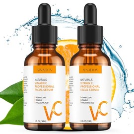 Atnadov Vitamin C Facial Serum 20%, Anti-Aging Vitamin C Serum with Hyaluronic Acid and Vitamin E, Suitable for Lightening Pigmentation and Effectively Reducing Fine Lines and Wrinkles Serum 60ml,2.03Fl.Oz