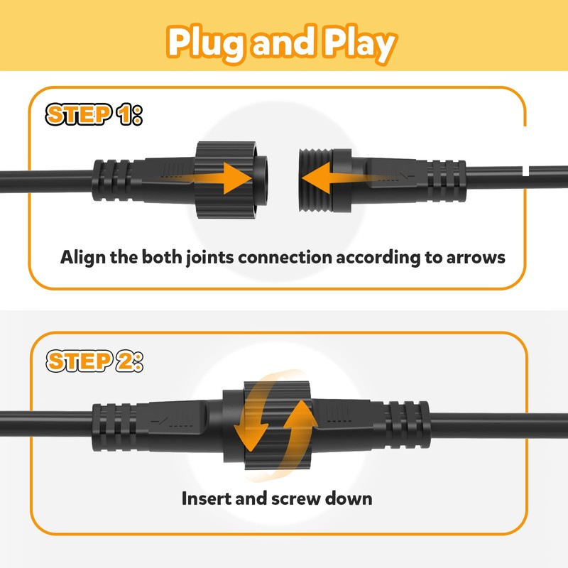 cshare Extension Cords for String Lights Inflatable Decorations, 2 Pin