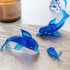 Crystal Glass Dolphin Figurine Hand Blown Dolphin Statue Sea Animal Sculpture Paperweight Glass Art Collectible for Nautical Home Decoration Style 1