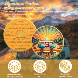 Rolling Toward Recovery 3 Year Sobriety Coin, Affirmation AA Chips, Addiction Recovery Three Years Sober Medallions, Celebrating Anniversary Token, Alcoholics Anonymous Sobriety Gifts for Men Women