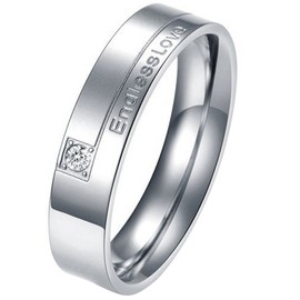 JewelryWe 5mm Stainless Steel"Endless Love" Mens Promise Ring Engagement Wedding Bands : UK Size - N