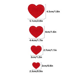 Pack of 24 Red Heart Embroidered Fabric Stickers, Iron-On Transfers, Heart for Iron-on, Mini Iron-On Patches, Embroidered Patches for Clothes, Hats, Backpacks, DIY Decoration Accessories