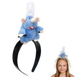 Remy Headwear, Remy Plush Headband, Cartoon Headband Decoration, Remy Costume, Stuffed Toy Mouse Headwear, Gift for Children, Adults, Fans (Blue)