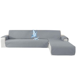 CYCMACO Waterproof Sofa Cover L Shape 2 Seater Couch Cover L Shape with Armrest Non-Slip Corner Sofa Cover Right / Left Universal for Dog Cat Light Grey