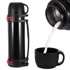 Hangrow Vacuum Insulated Bottle, Large Capacity Stainless Steel Vacuum Insulated Flask for Hot and Cold Drinks, Travel Flask Drink Flasks Food Soup Flask (Black, 2000ml)