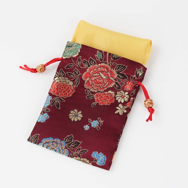 kilofly 14 pc Silk Brocade Jewelry Bag Double Layer Drawstring
