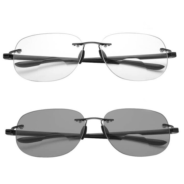 Vepiant Gafas de sol fotocromáticas bifocales sin montura protección UV400 lectores sin marco para mujeres hombres cómodas elegantes gafas de lectura para ordenador transición anti luz azul ligero