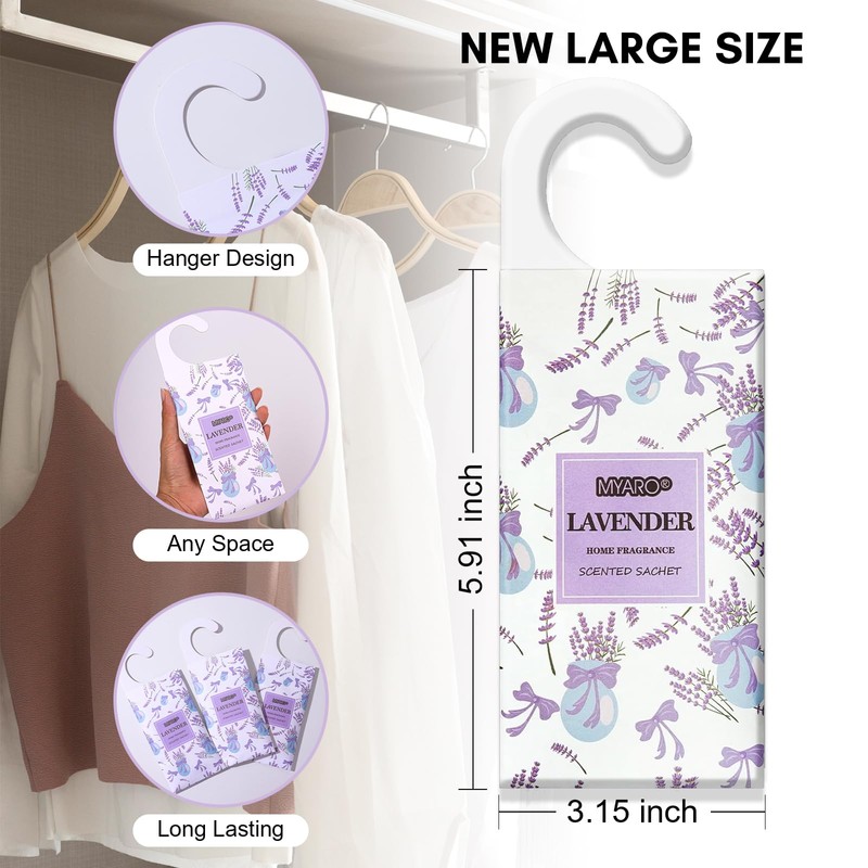 MYARO 12 Packs Lavender Hanging Closet Air Freshener Long Lasting