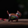 HLbshi Handmade Rainbow Wooden cat Figurine Animal Carving Statue Office