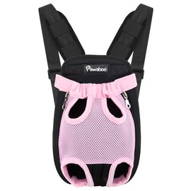 Pawaboo Pet Carrier Backpack, Adjustable Pet Front Cat Dog Carrier Backpack Travel Bag, Legs Out, Easy-Fit for Traveling Hiking Camping for Small Medium Dogs Cats Puppies, Small, Pink