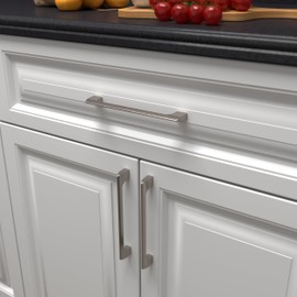 monti hardware | 10 Pack Brushed Nickel 6.3 Inch Hole Center | Solid Metal Cabinet Handles Bathroom Home Decor Drawer Pulls | Stainless Metal Kitchen Cabinet Handles | Etna Collection