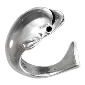 Silver 925 Men's Ear Cuff, Earrings, No Hole, 925 Silver, Ganja, Dolphin, Engraved, Non-Hole Earrings, Earcalf, Ethnic, Asian, Marine, Animal, Popular, Silver