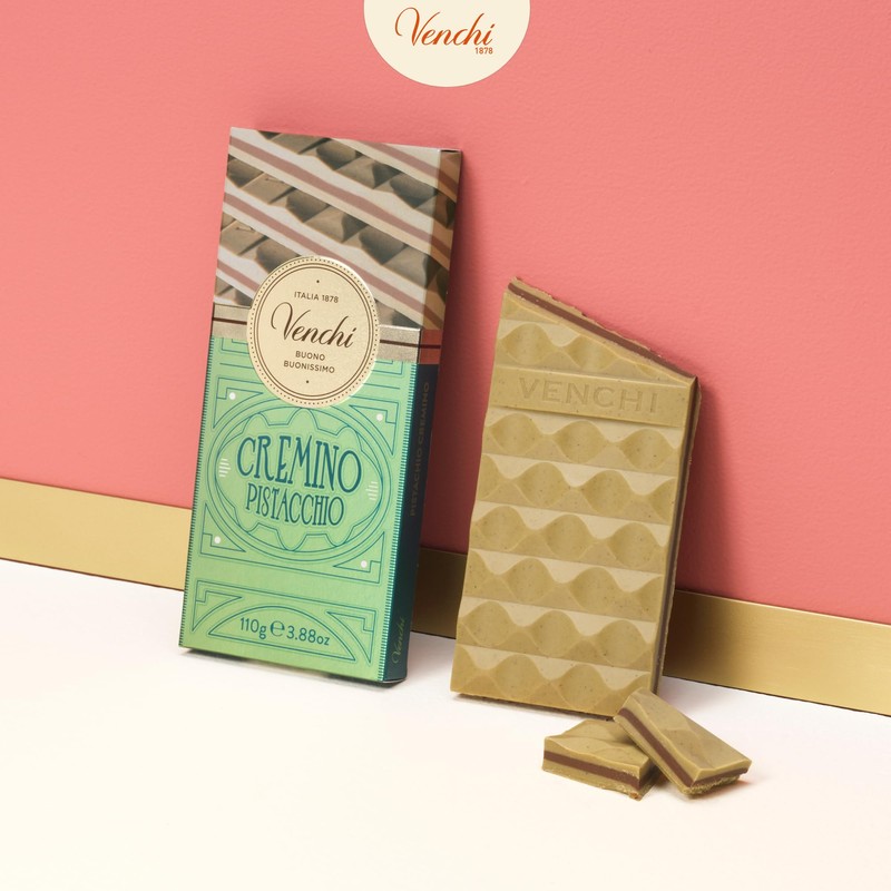 Venchi - Pistachio Cremino Chocolate Bar with Gianduja, 3.88oz -