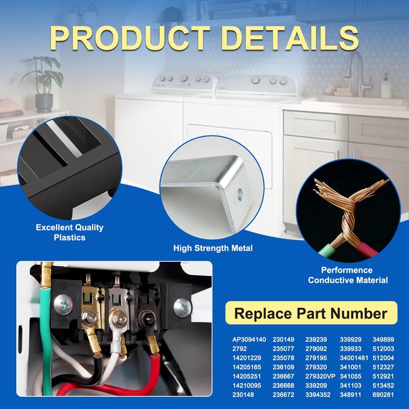 279320 14201229 Dryer Terminal Block Kit Compatible with Whirlpool Kenmore