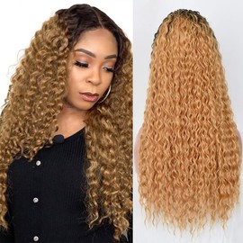 4x4 Lace Closure Wig Ombre 1b27 Human Hair Wigs for Women Glueless Wig With Baby Hair 150% Density Curly Wave Wig Frontal Wig Tow Tone Wig 18 Inches