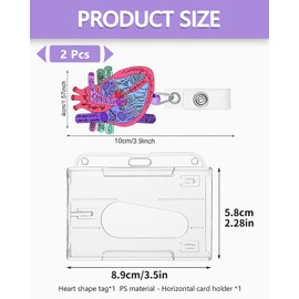 AORHOFJ Heart ID Card Holder Heart Retractable Roll ID Clip Anatomy Funny Nurse Name Plate Holder Pediatrics Nursing Badge Clips for Doctor Office, Comes with 1 Card Holder