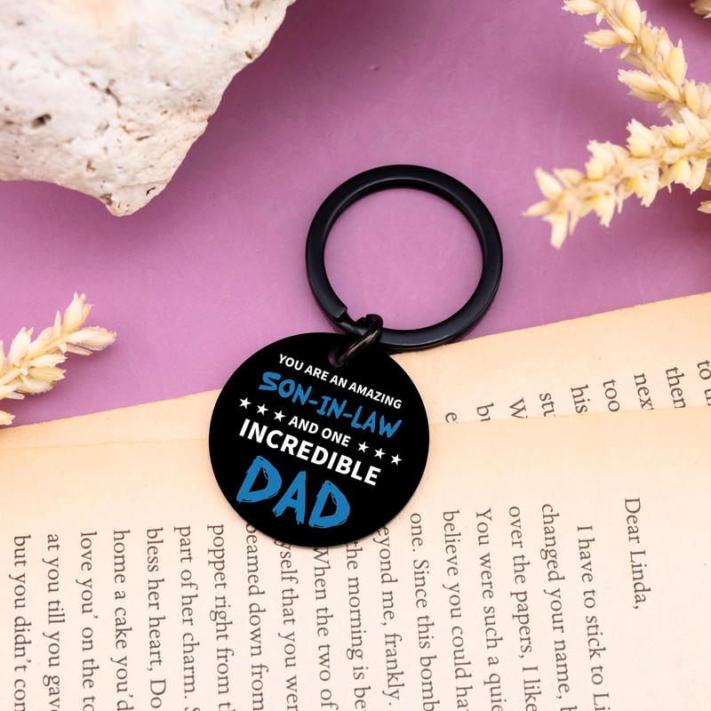 QUIHUD Son In Law Christmas Gifts Birthday Christmas Keychain Son