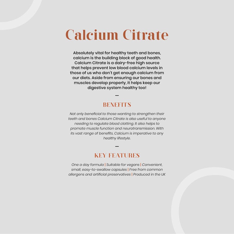 Tom Oliver Nutrition - Calcium (Citrate) - Highly Absorbable Calcium