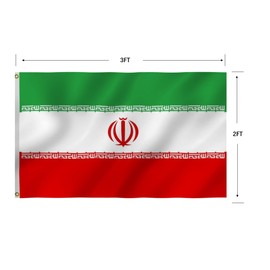 Iran Iranian Flag 2X3FT, Persian Flags, Men Women Banner,Vibrant Colors, Double Stitched with 2 Brass Grommets, Bar Garden Street Decoration, GYM, Office Decor,Indoor Outdoor Use,Gifts. (2X3FT)